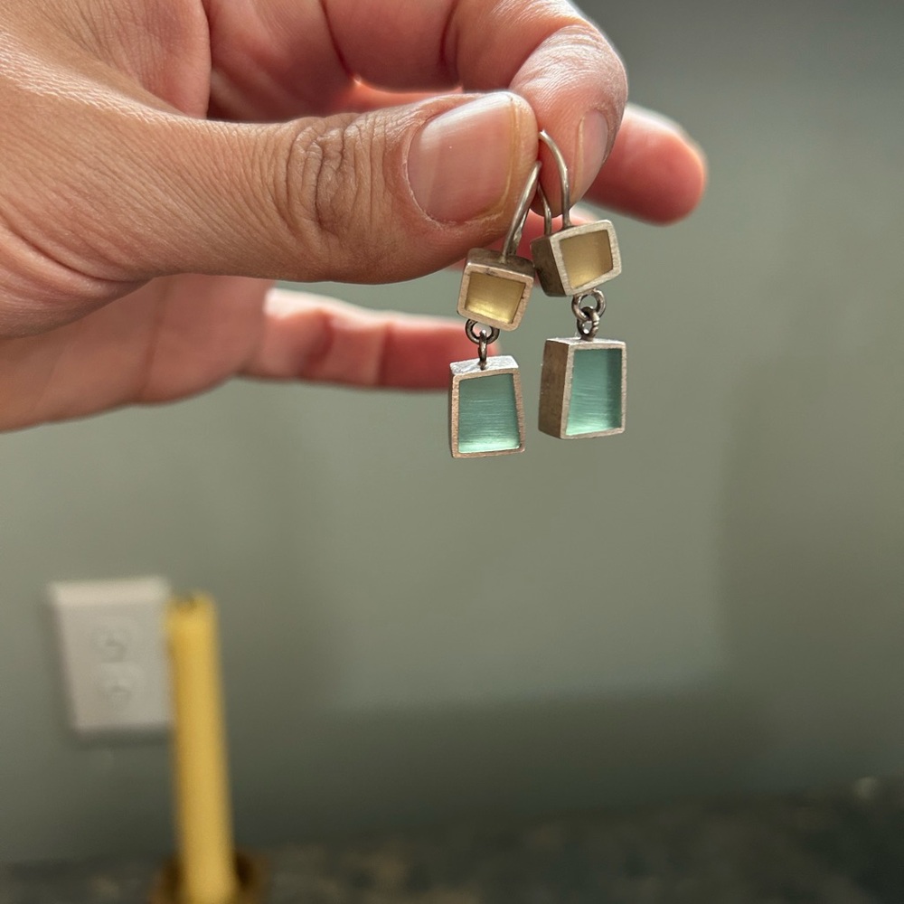 MCM vintage sterling silver sea glass earrings